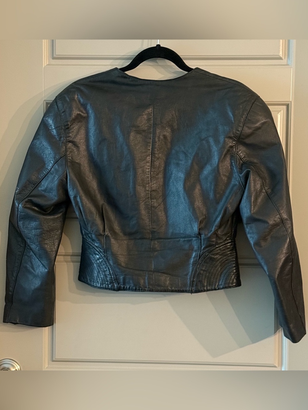 Vintage Black Leather Zip-Front Jacket - Picture 2 of 6